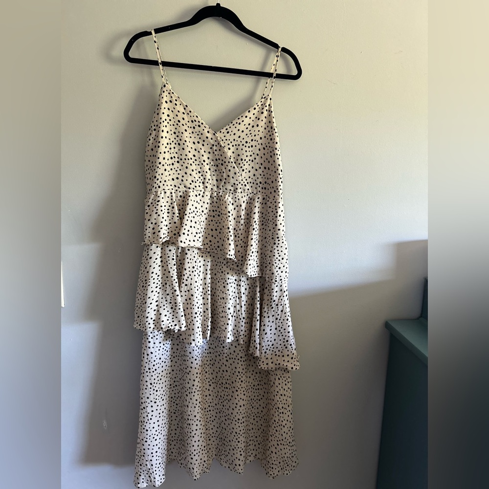 Tiered polka dot spaghetti strap dress by Mystree. - Picture 2 of 8